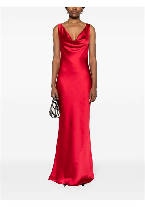 Red cowl-neck draped satin gown Norma Kamali - women NORMA KAMALI | ST4233CBA13946